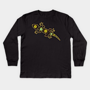 Lizard- aboriginal in green Kids Long Sleeve T-Shirt